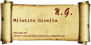 Miletits Gizella névjegykártya